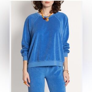 Suzie Kondi Thalassa blue beach terry Saba Raglan top sweetheart M